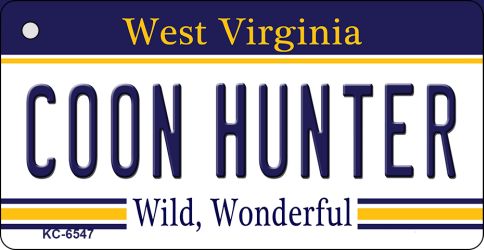 KC-6547 1.5 x 3 in. Coon Hunter West Virginia License Plate Key Chain