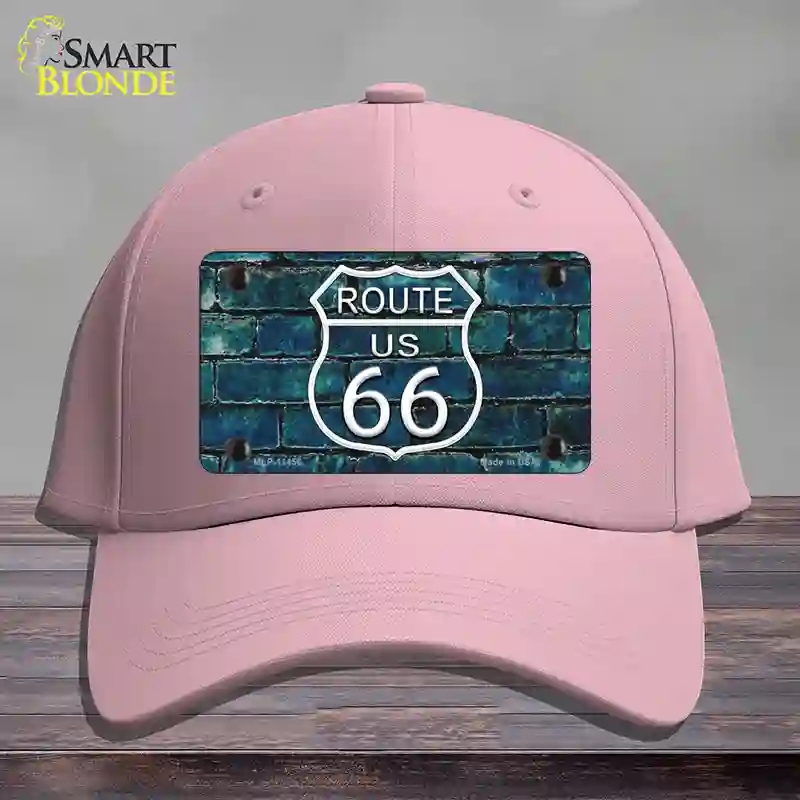 HAT05-MLP-11456 Route 66 Blue Brick Wall Novelty License Plate Hat, Cotton - Pink
