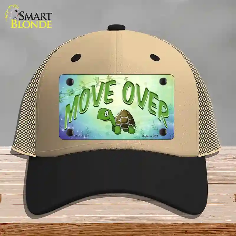 HAT02-MLP-11565 Move Over Novelty License Plate Hat, Mesh - Khaki & Black
