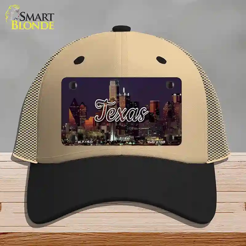 HAT02-MLP-11632 Texas City Lights Novelty License Plate Hat, Mesh - Khaki & Black