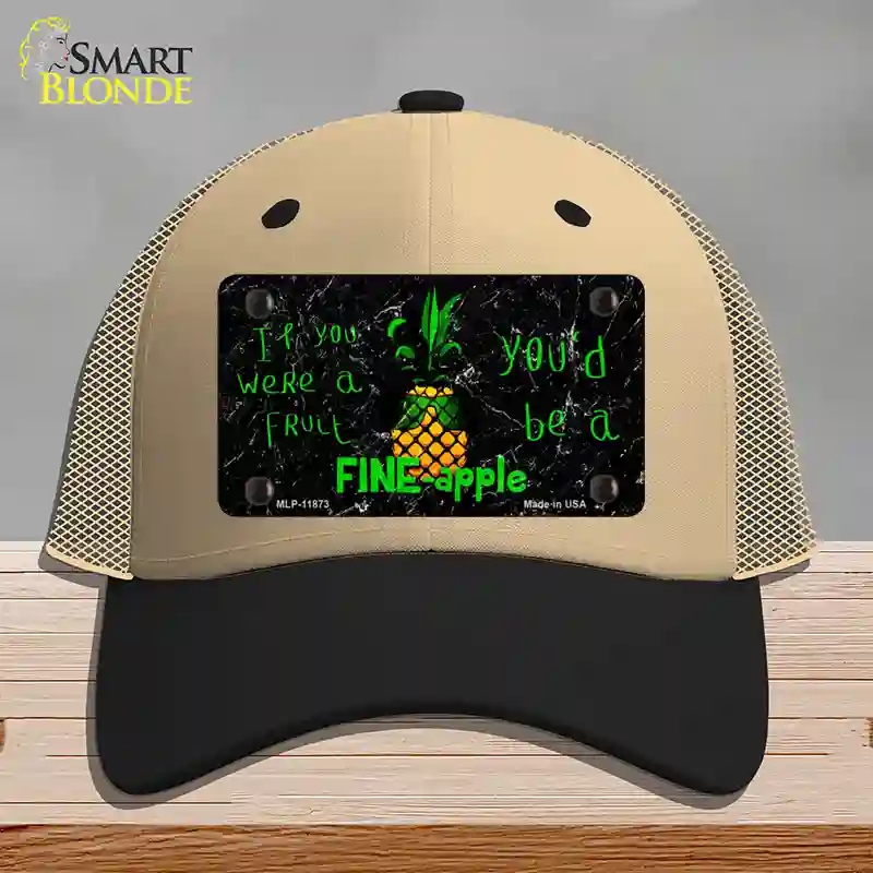 HAT02-MLP-11873 Fineapple Novelty License Plate Hat, Mesh - Khaki & Black