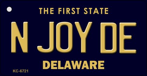 KC-6721 1.5 x 3 in. N Joy DE Delaware State License Plate Key Chain