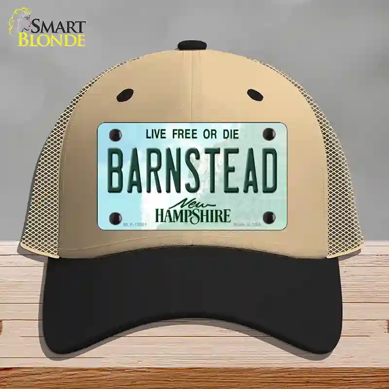 HAT02-MLP-12081 Barnstead   Hampshire State Novelty License Plate Hat, Mesh - Khaki & Black