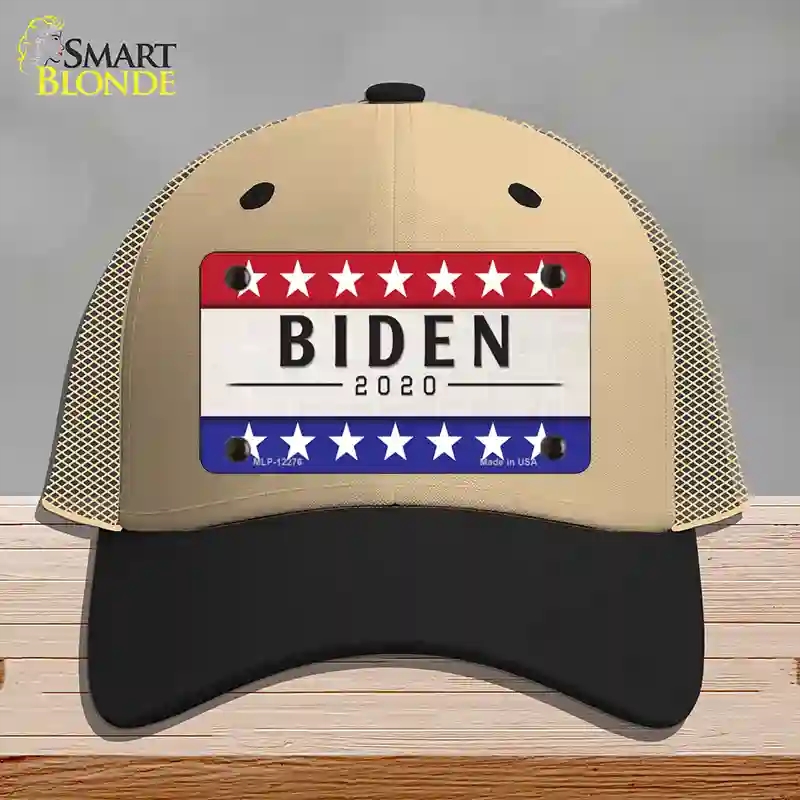 HAT02-MLP-12276 Joe Biden 2020 Novelty License Plate Hat, Mesh - Khaki & Black