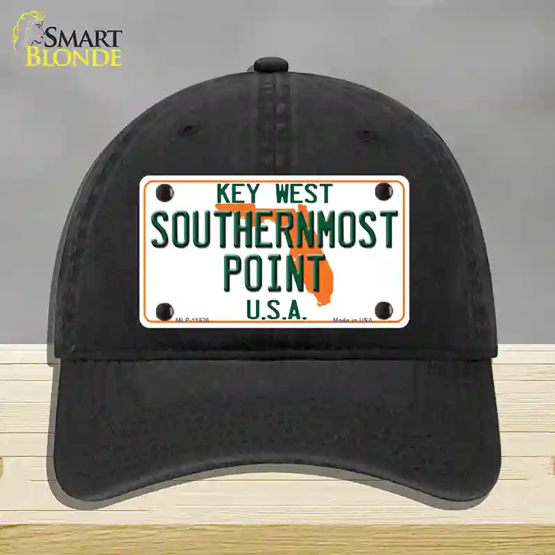 HAT07-MLP-11526 Key West Southernmost Point Novelty License Plate Hat, Unconstructed Cotton - Black