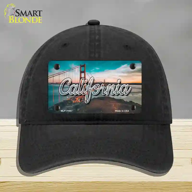 HAT07-MLP-11587 California Golden Gate Bridge State Novelty License Plate Hat, Unconstructed Cotton - Black