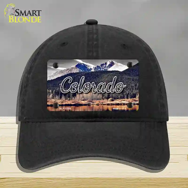 HAT07-MLP-11589 Colorado Forest & Mountains State Novelty License Plate Hat, Unconstructed Cotton - Black