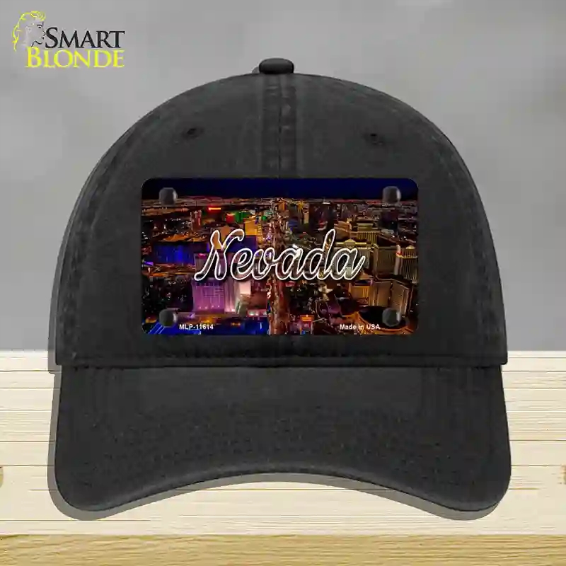 HAT07-MLP-11614 Nevada City Lights State Novelty License Plate Hat, Unconstructed Cotton - Black