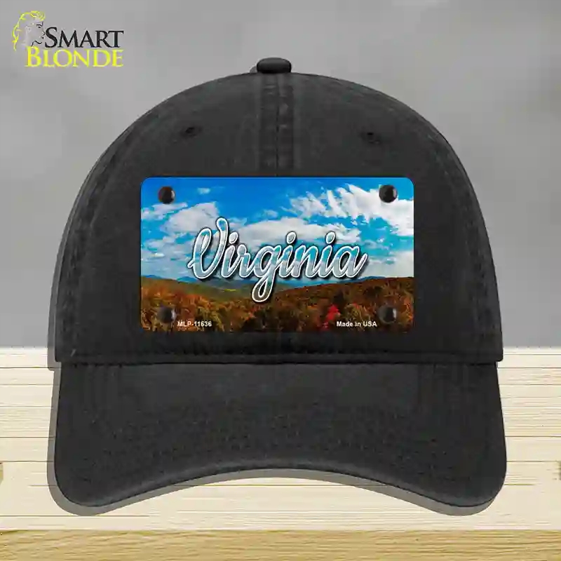 HAT07-MLP-11636 Virginia Mountain Range State Novelty License Plate Hat, Unconstructed Cotton - Black