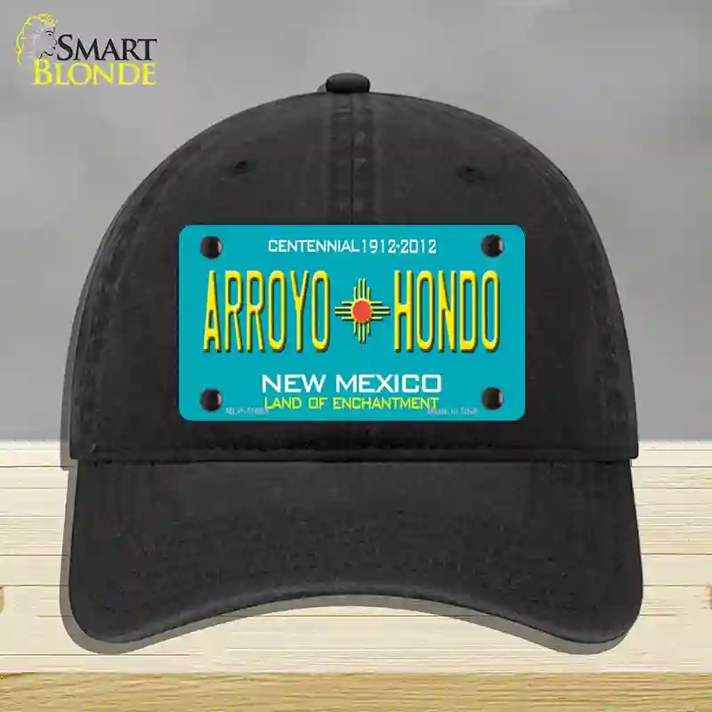 HAT07-MLP-11653 Arroyo Hondo Teal   Mexico Novelty License Plate Hat, Unconstructed Cotton - Black