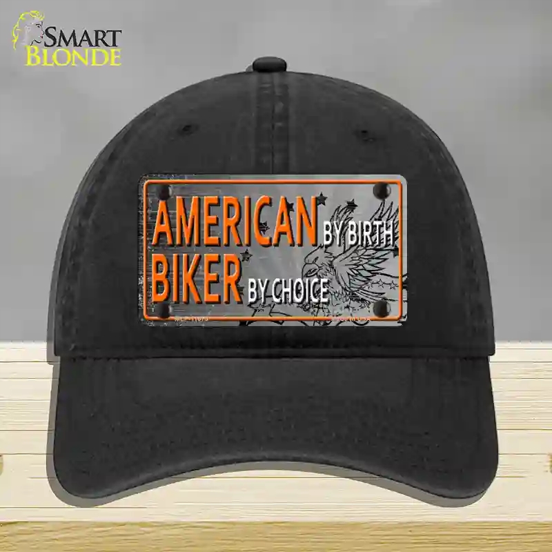 HAT07-MLP-11673 American Biker Novelty License Plate Hat, Unconstructed Cotton - Black