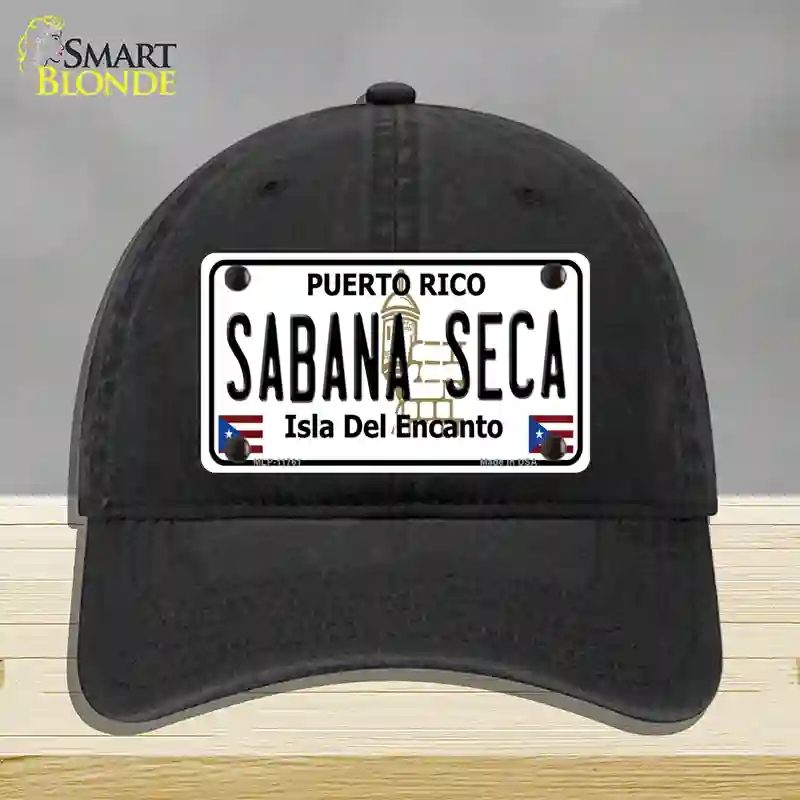 HAT07-MLP-11761 Sabana Seca Puerto Rico State Novelty License Plate Hat, Unconstructed Cotton - Black