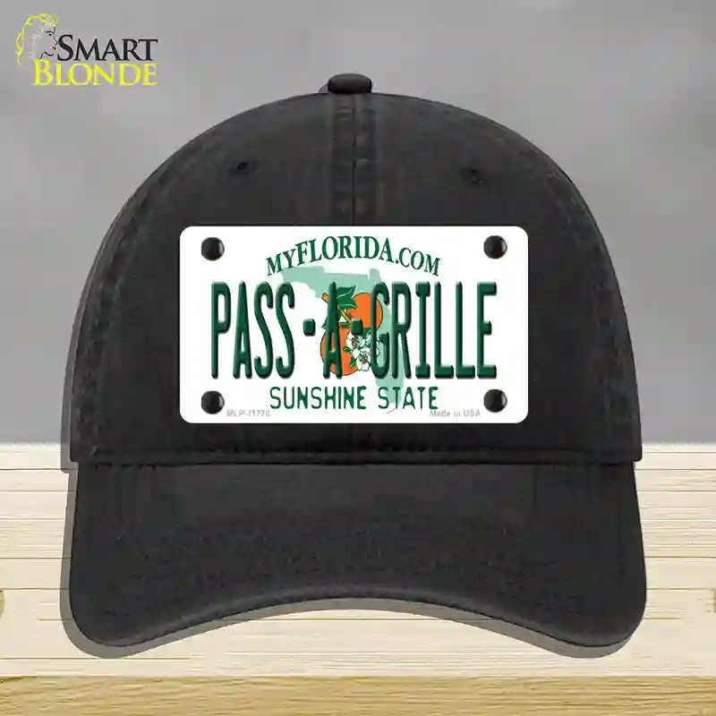 HAT07-MLP-11770 Pass a Grille Florida Novelty License Plate Hat, Unconstructed Cotton - Black