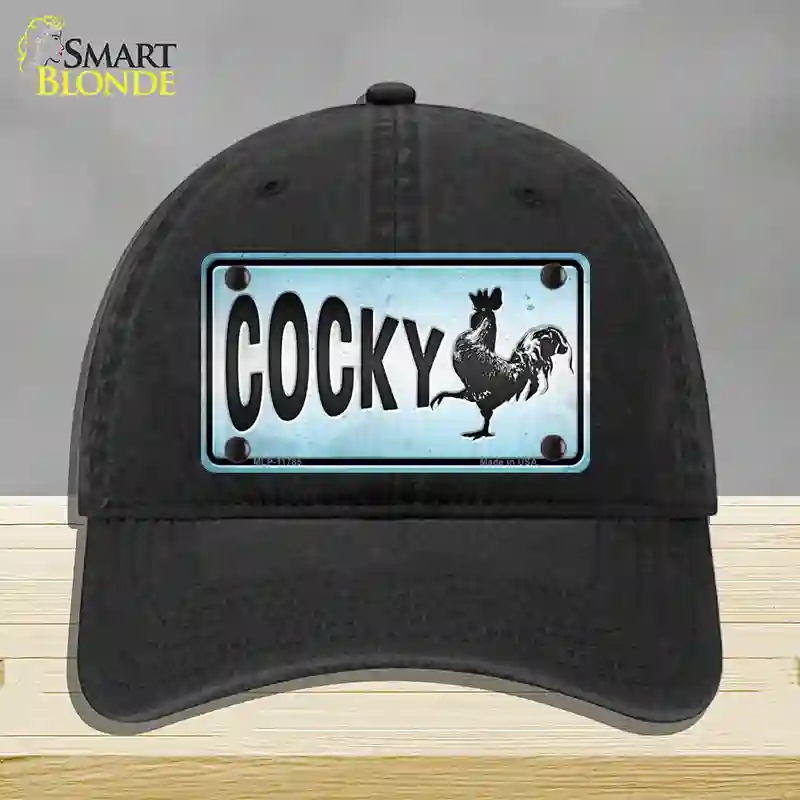 HAT07-MLP-11785 Cocky Chicken Novelty License Plate Hat, Unconstructed Cotton - Black