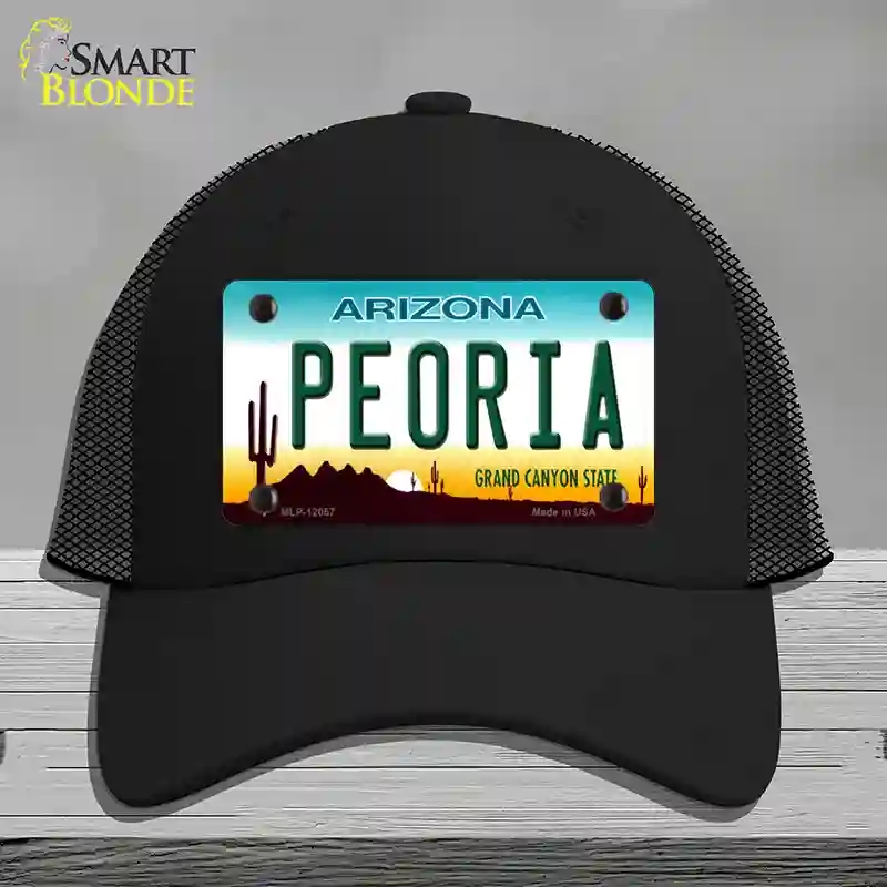 HAT01-MLP-12057 Peoria Arizona Novelty License Plate Hat, Mesh - Black