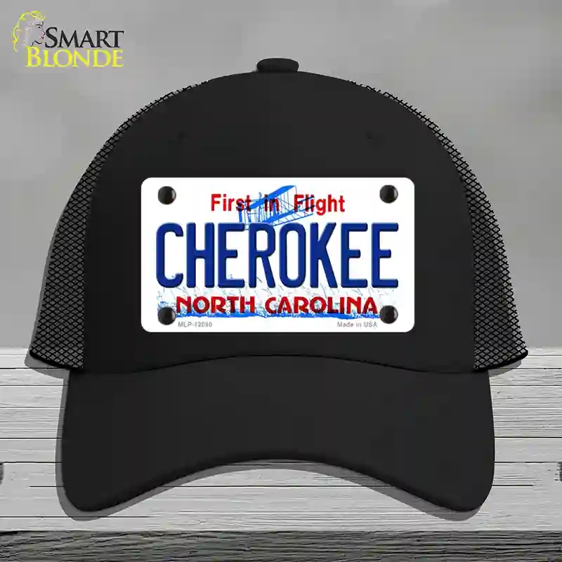 HAT01-MLP-12090 Cherokee North Carolina State Novelty License Plate Hat, Mesh - Black