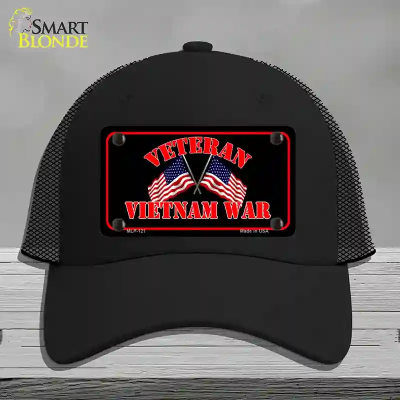 HAT01-MLP-121 Vietnam War Veteran Novelty License Plate Hat, Mesh - Black