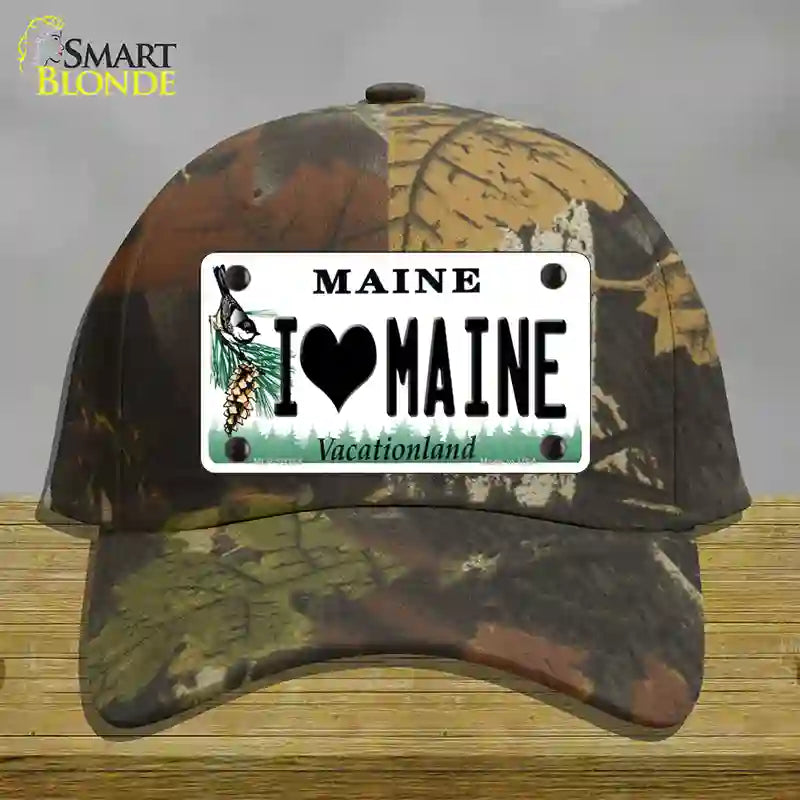 HAT06-MLP-10384 I Love Maine Novelty License Plate Hat, Cotton - Camoflauge