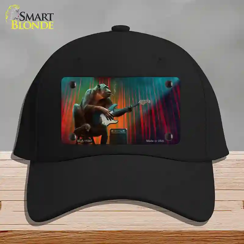 HAT03-MLP-11897 Monkey with Guitar Novelty License Plate Hat, Cotton - Black