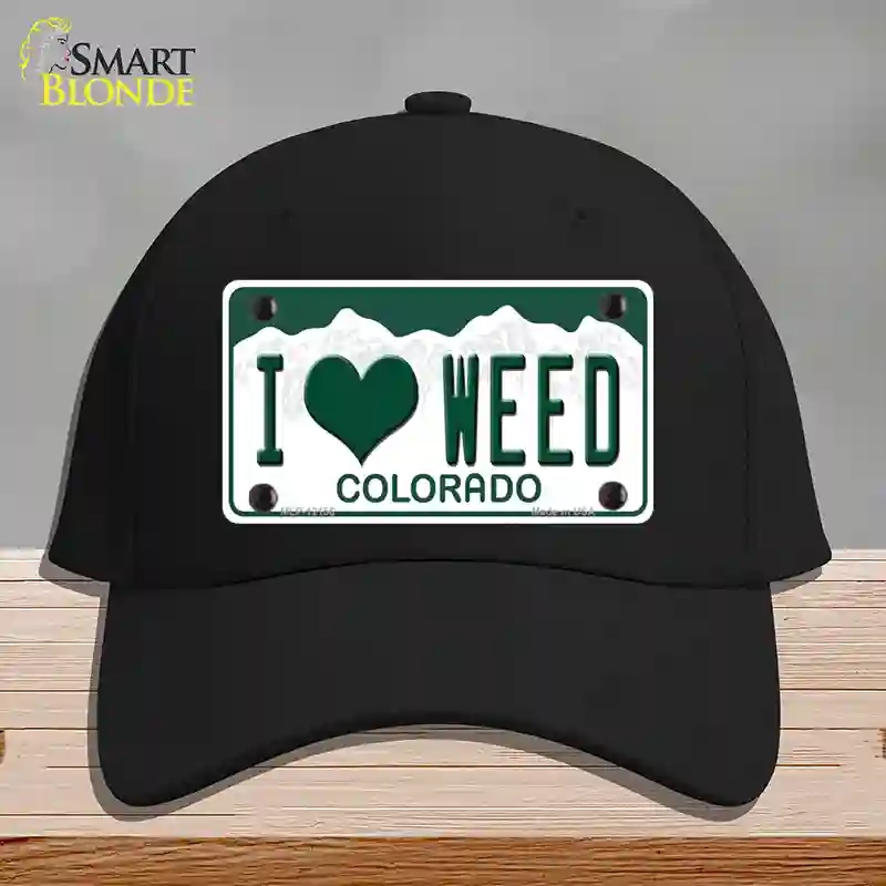 HAT03-MLP-12156 I Love Weed Colorado Novelty License Plate Hat, Cotton - Black
