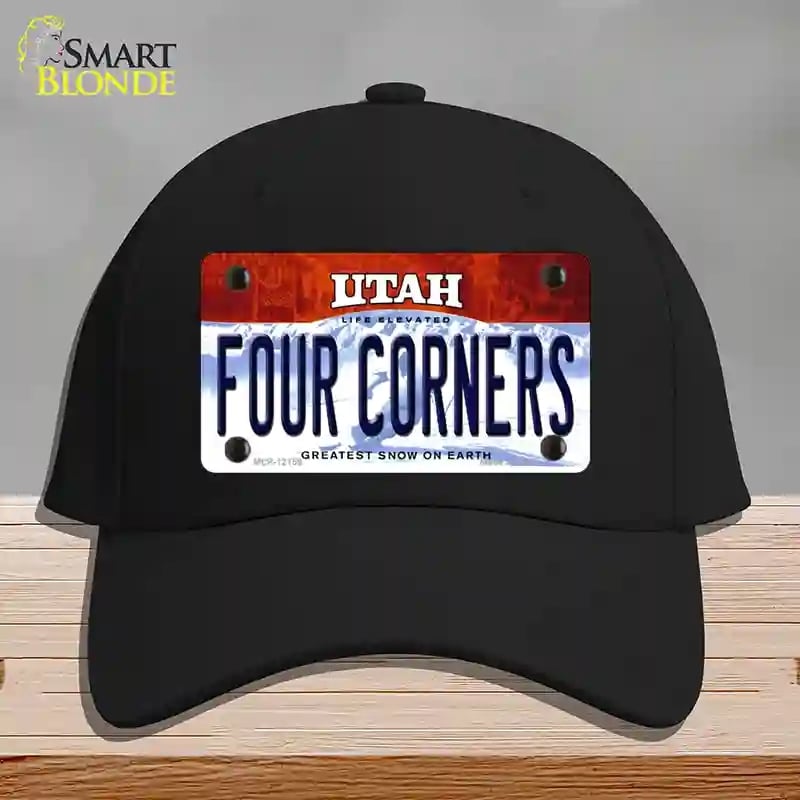 HAT03-MLP-12159 Utah Four Corners Novelty License Plate Hat, Cotton - Black