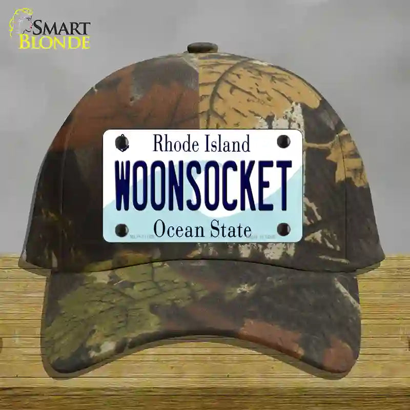HAT06-MLP-11186 Woonsocket Rhode Island State Novelty License Plate Hat, Cotton - Camouflage