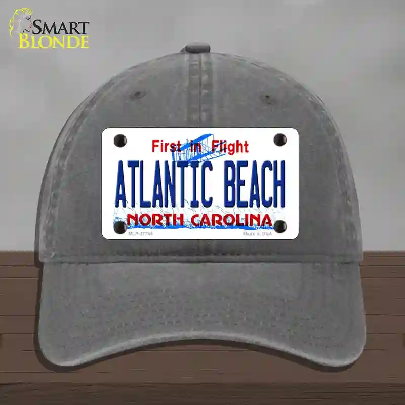 HAT08-MLP-11749 Atlantic Beach North Carolina State Novelty License Plate Hat, Unconstructed Cotton - Charcoal