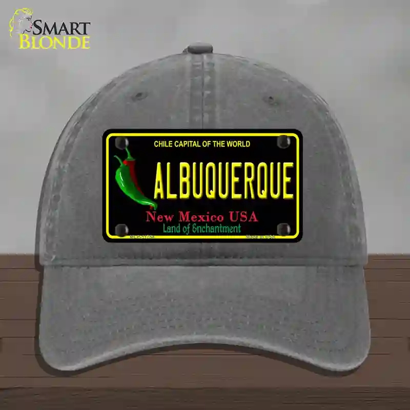 HAT08-MLP-11754 Albuquerque   Mexico Black State Novelty License Plate Hat, Unconstructed Cotton - Charcoal