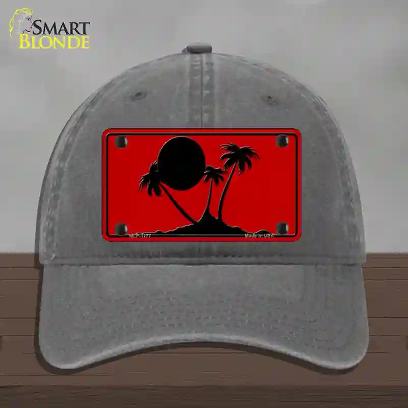 HAT08-MLP-1177 Island Palms Novelty License Plate Hat, Unconstructed Cotton - Charcoal