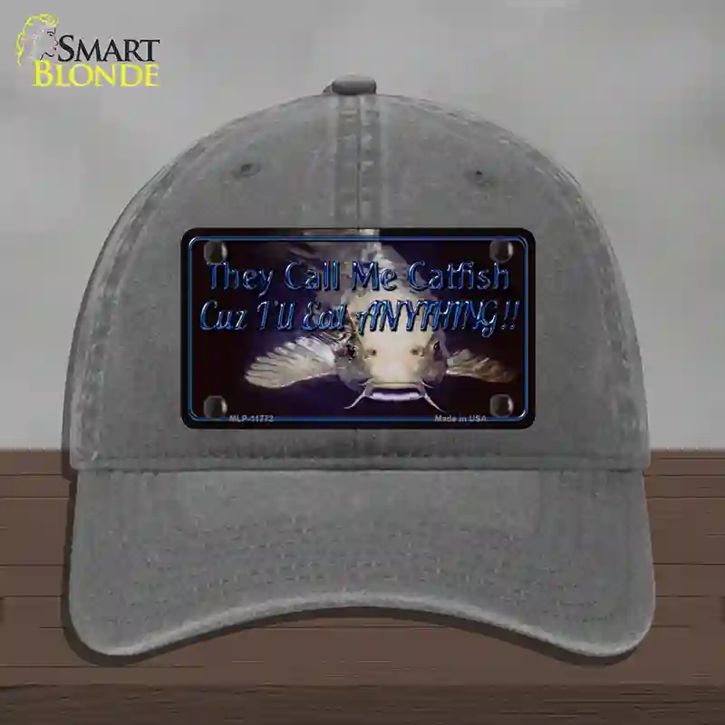 HAT08-MLP-11772 They Call Me Catfish Novelty License Plate Hat, Unconstructed Cotton - Charcoal