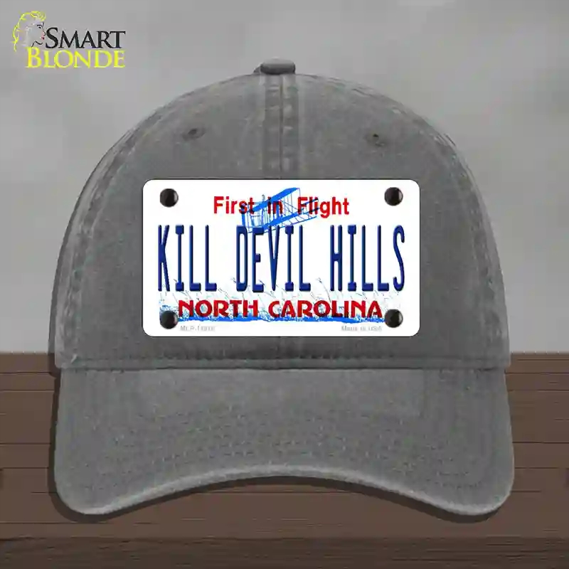 HAT08-MLP-11818 Kill Devil Hills North Carolina Novelty License Plate Hat, Unconstructed Cotton - Charcoal