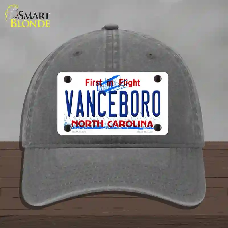 HAT08-MLP-11855 Vanceboro North Carolina Novelty License Plate Hat, Unconstructed Cotton - Charcoal
