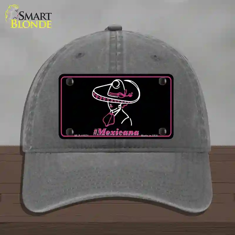 HAT08-MLP-11871 Hashtag Mexicana Novelty License Plate Hat, Unconstructed Cotton - Charcoal