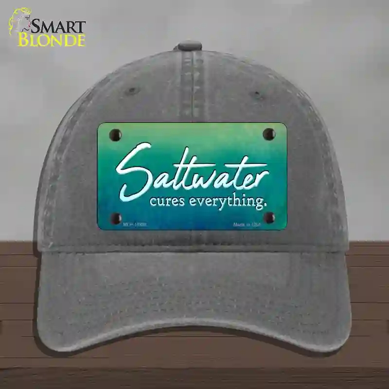 HAT08-MLP-11888 Saltwater Cures Everything Novelty License Plate Hat, Unconstructed Cotton - Charcoal