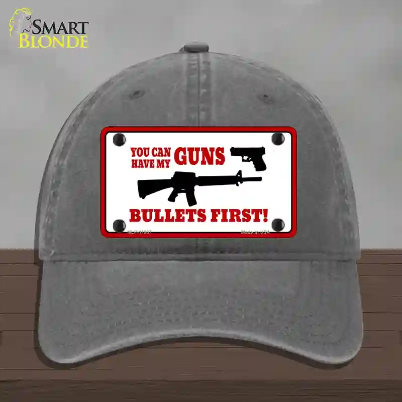 HAT08-MLP-11907 Bullets First Novelty License Plate Hat, Unconstructed Cotton - Charcoal