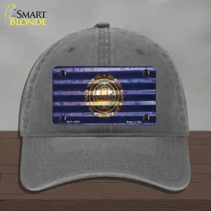 HAT08-MLP-11970   Hampshire Corrugated Flag Novelty License Plate Hat, Unconstructed Cotton - Charcoal