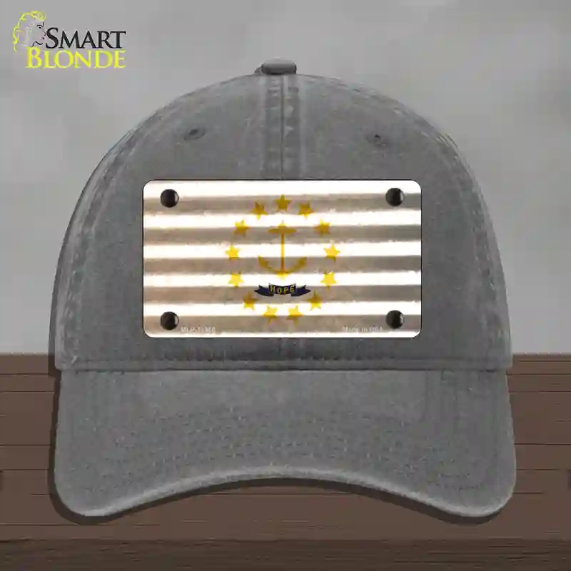 HAT08-MLP-11980 Rhode Island Corrugated Flag Novelty License Plate Hat, Unconstructed Cotton - Charcoal