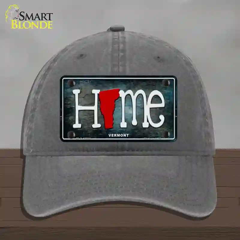 HAT08-MLP-12036 Vermont Home State Outline Novelty License Plate Hat, Unconstructed Cotton - Charcoal