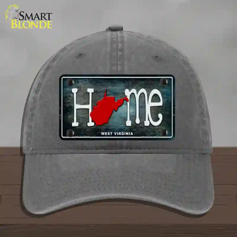 HAT08-MLP-12039 West Virginia Home State Outline Novelty License Plate Hat, Unconstructed Cotton - Charcoal