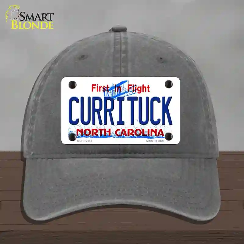 HAT08-MLP-12112 Currituck North Carolina State Novelty License Plate Hat, Unconstructed Cotton - Charcoal