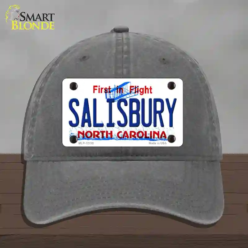 HAT08-MLP-12125 Salisbury North Carolina State Novelty License Plate Hat, Unconstructed Cotton - Charcoal