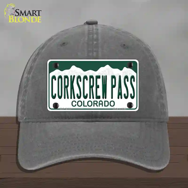 HAT08-MLP-12151 Corkscrew Pass Colorado Novelty License Plate Hat, Unconstructed Cotton - Charcoal
