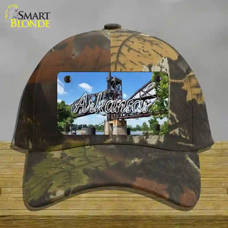 HAT06-MLP-11586 Arkansas Rusty Bridge State Novelty License Plate Hat, Cotton - Camoflauge