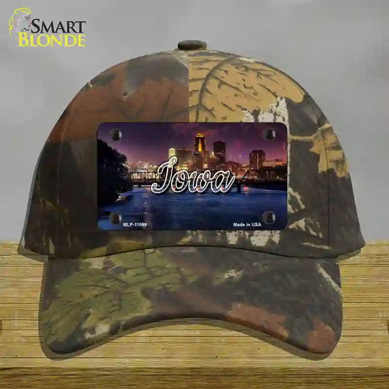 HAT06-MLP-11599 Iowa Bridge City Lights State Novelty License Plate Hat, Cotton - Camoflauge