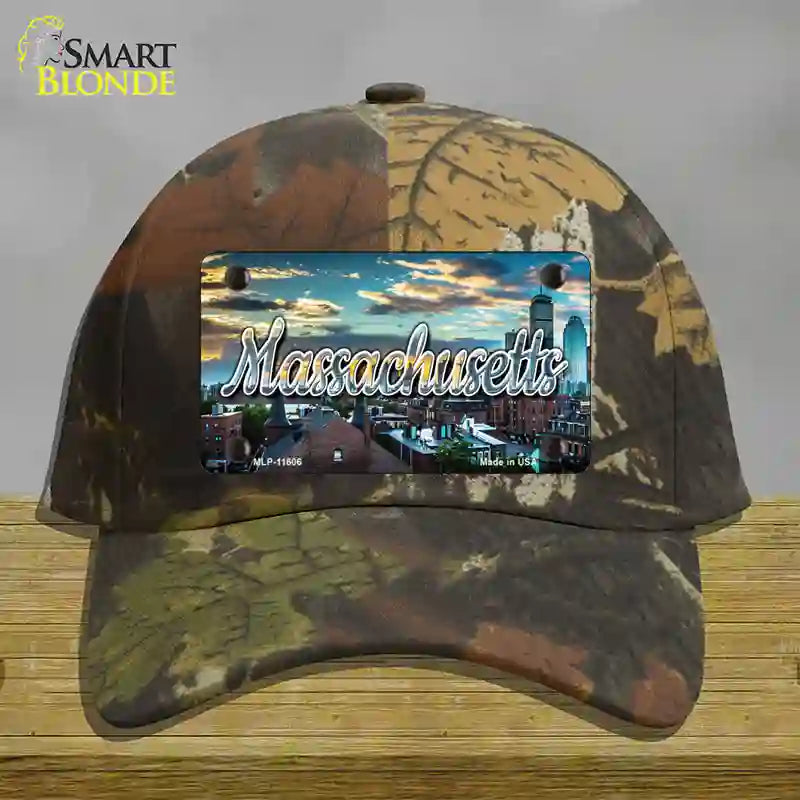 HAT06-MLP-11606 Massachusetts Sunset Skyline State Novelty License Plate Hat, Cotton - Camoflauge
