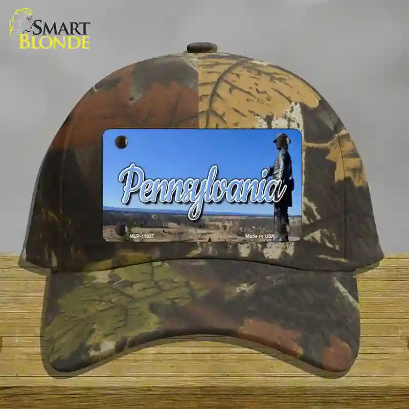 HAT06-MLP-11627 Pennsylvania Gettysburg Statue State Novelty License Plate Hat, Cotton - Camoflauge