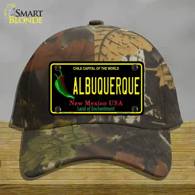 HAT06-MLP-11754 Albuquerque   Mexico Black State Novelty License Plate Hat, Cotton - Camoflauge