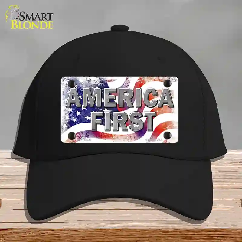 HAT03-MLP-12520 America First Novelty License Plate Hat, Cotton - Black