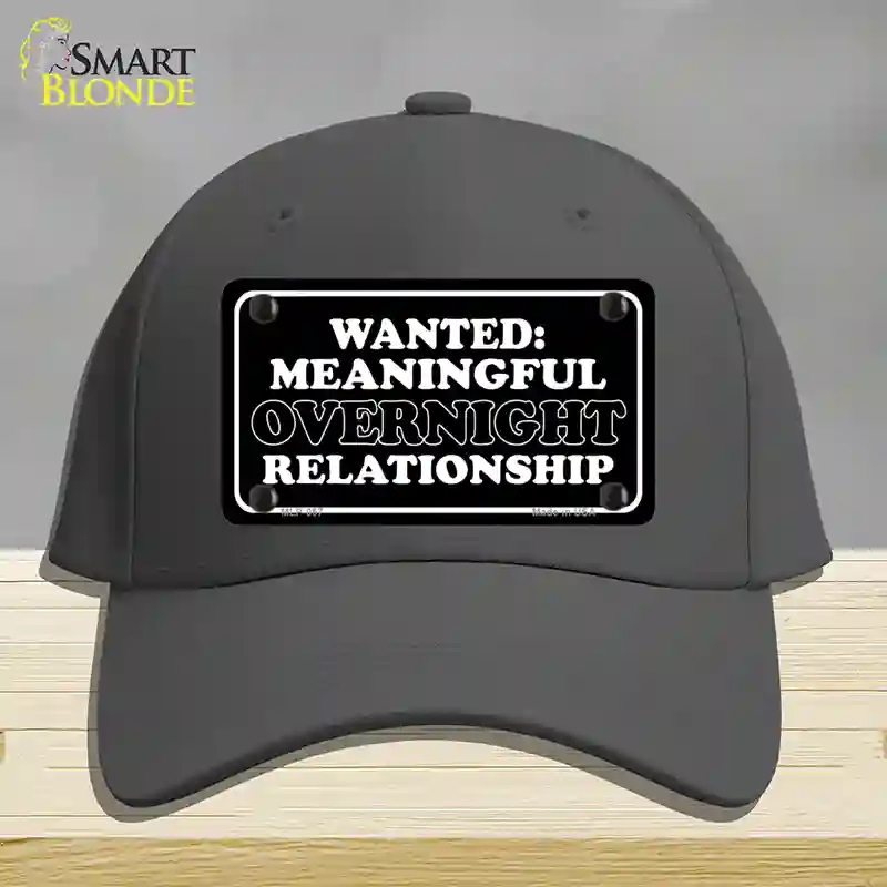 HAT04-MLP-057 Wanted Meaningful Overnight Relationship Novelty License Plate Hat, Cotton - Charcoal