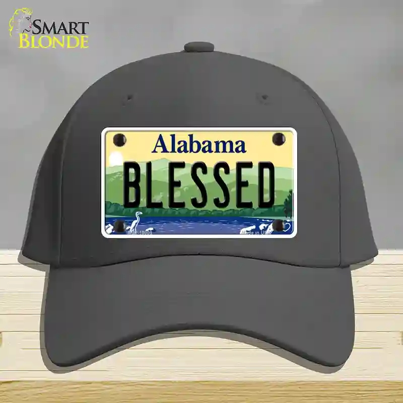 HAT04-MLP-10009 Blessed Alabama Novelty License Plate Hat, Cotton - Charcoal